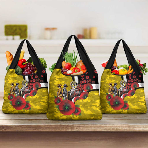 Richmond Tigers ANZAC Personalised Grocery Bag Lest We Forget Poppy Camo