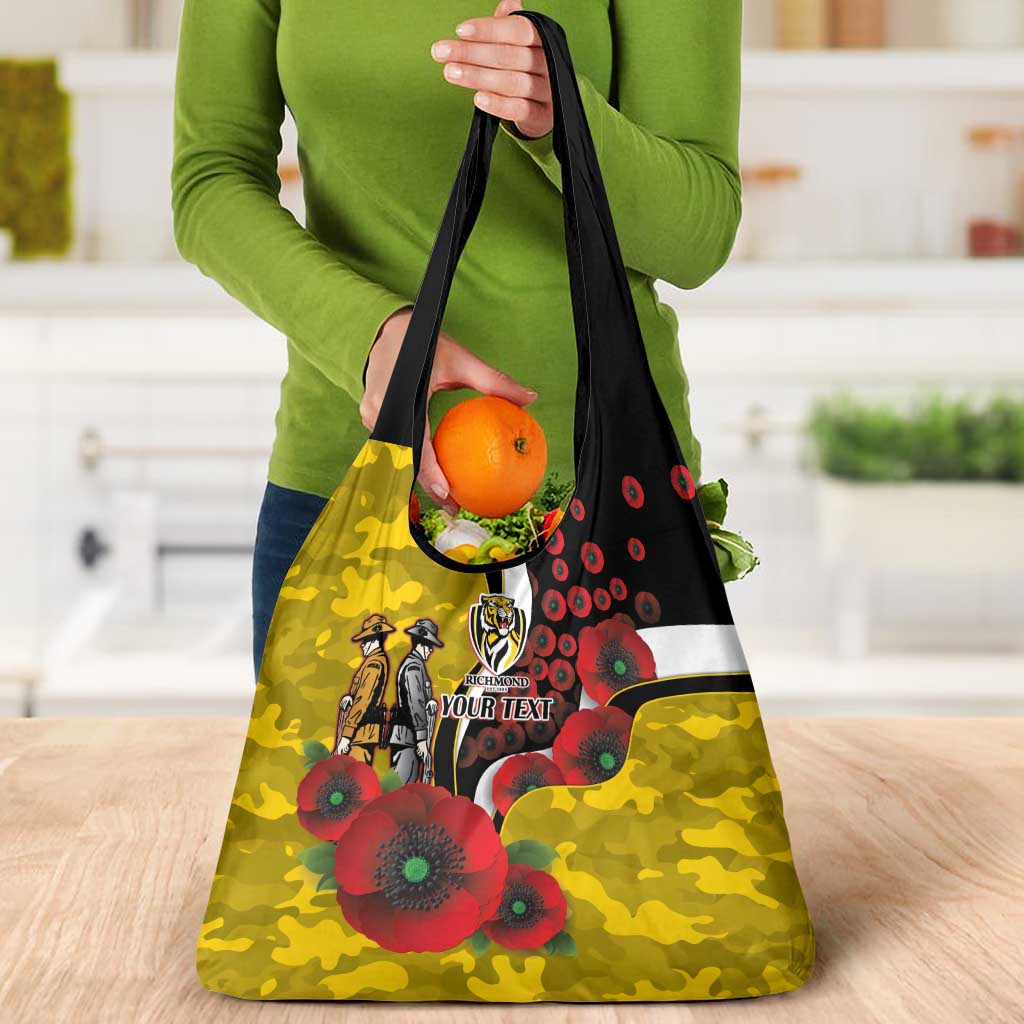 Richmond Tigers ANZAC Personalised Grocery Bag Lest We Forget Poppy Camo