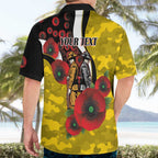 Richmond Tigers ANZAC Personalised Hawaiian Shirt Lest We Forget Poppy Camo
