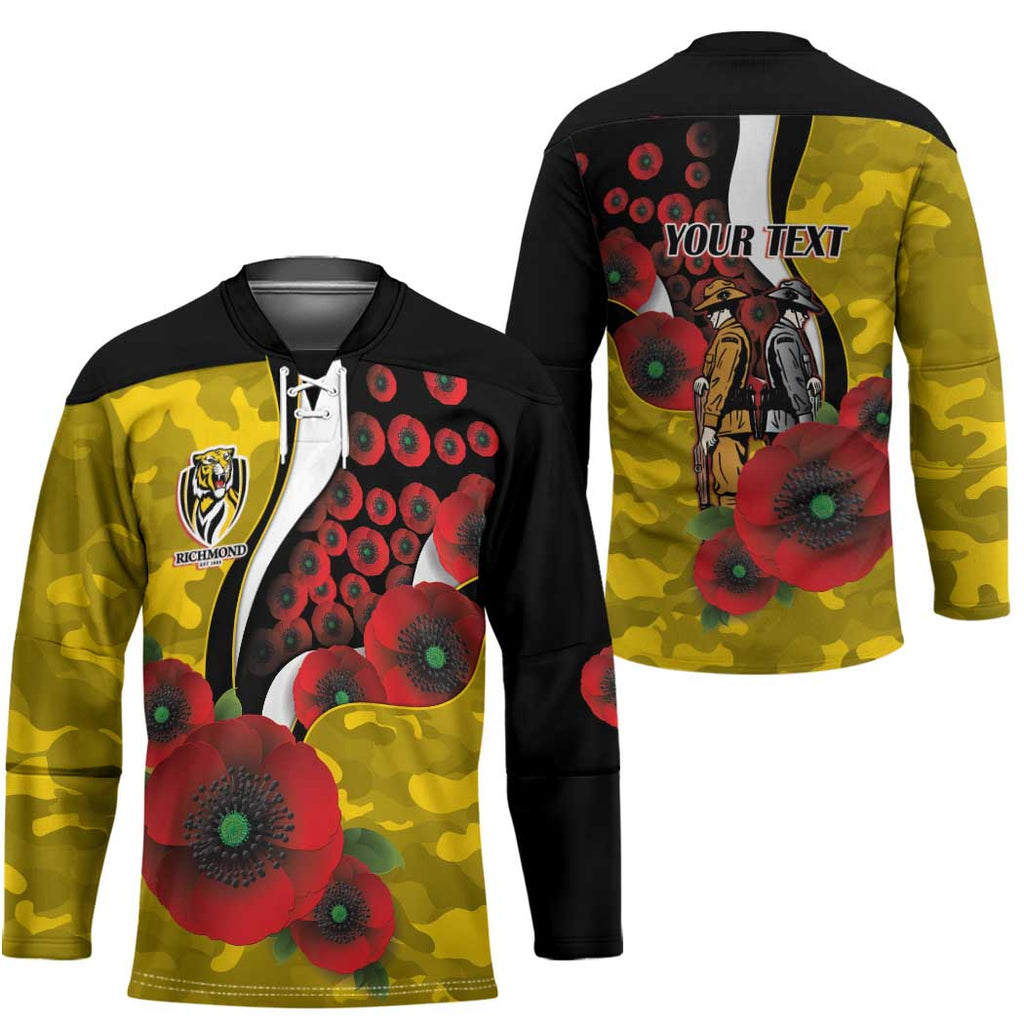 Richmond Tigers ANZAC Personalised Hockey Jersey Lest We Forget Poppy Camo