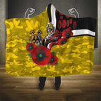 Richmond Tigers ANZAC Personalised Hooded Blanket Lest We Forget Poppy Camo