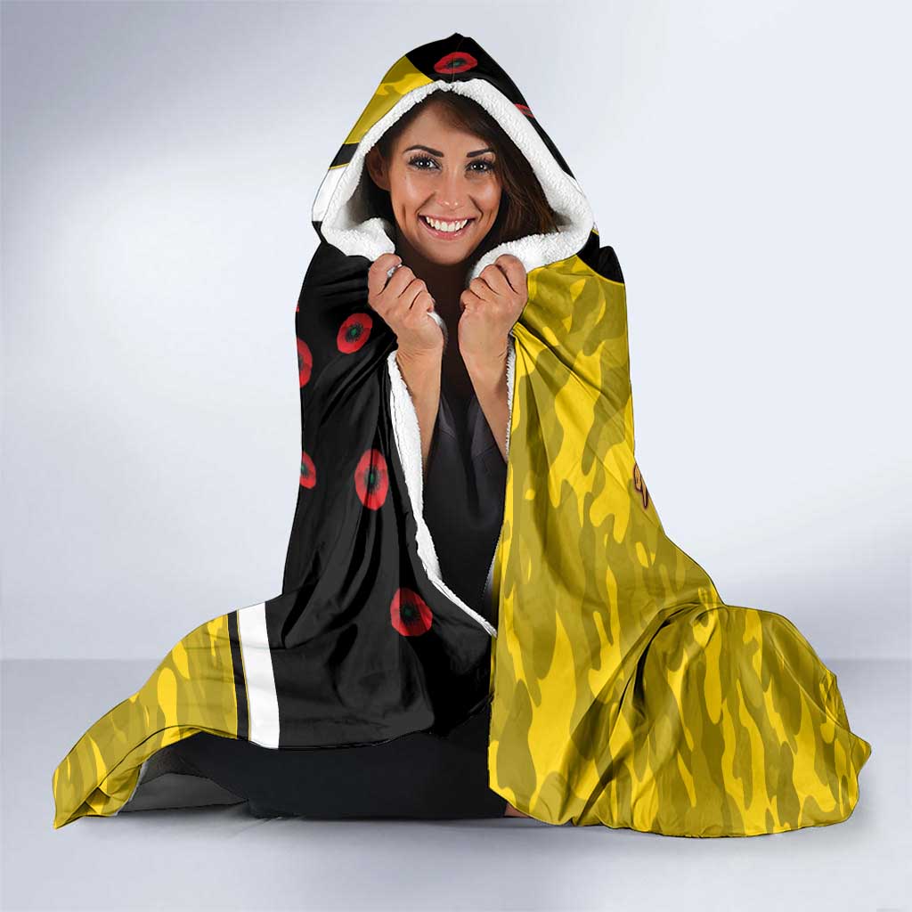Richmond Tigers ANZAC Personalised Hooded Blanket Lest We Forget Poppy Camo