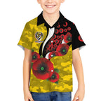 Richmond Tigers ANZAC Personalised Kid Hawaiian Shirt Lest We Forget Poppy Camo