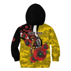 Richmond Tigers ANZAC Personalised Kid Hoodie Lest We Forget Poppy Camo