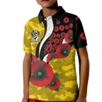 Richmond Tigers ANZAC Personalised Kid Polo Shirt Lest We Forget Poppy Camo