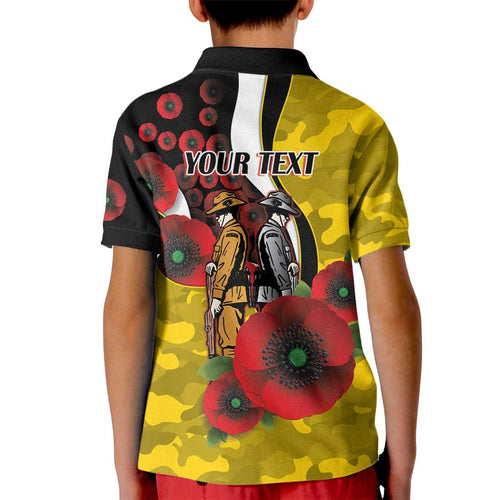 Richmond Tigers ANZAC Personalised Kid Polo Shirt Lest We Forget Poppy Camo