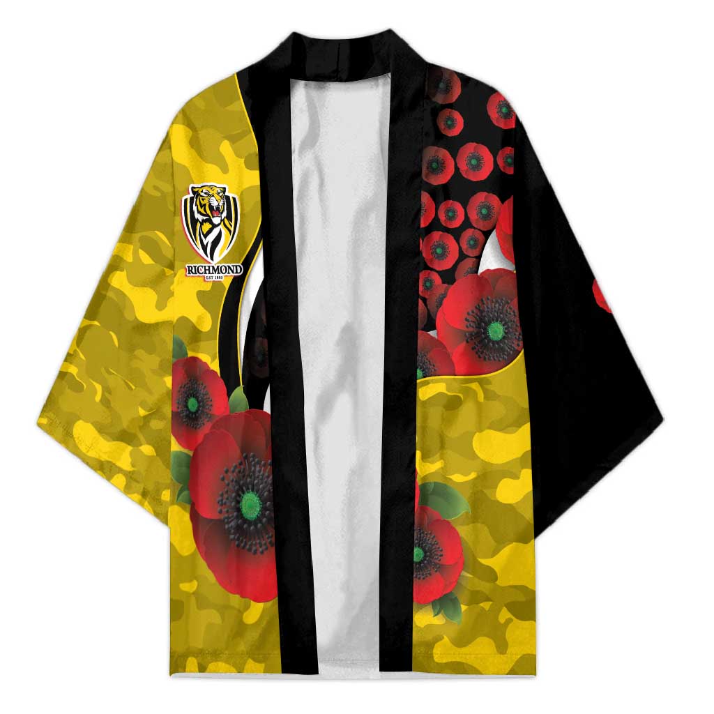 Richmond Tigers ANZAC Personalised Kimono Lest We Forget Poppy Camo
