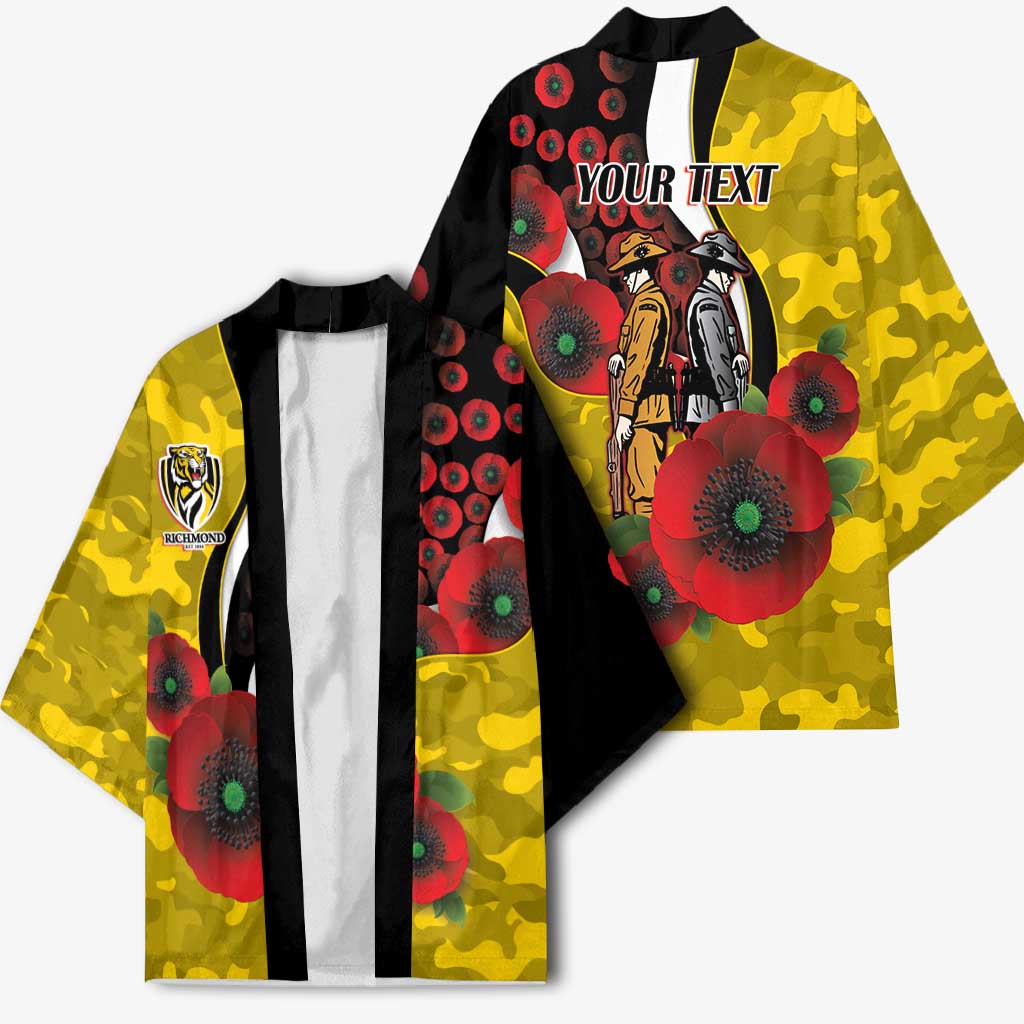 Richmond Tigers ANZAC Personalised Kimono Lest We Forget Poppy Camo