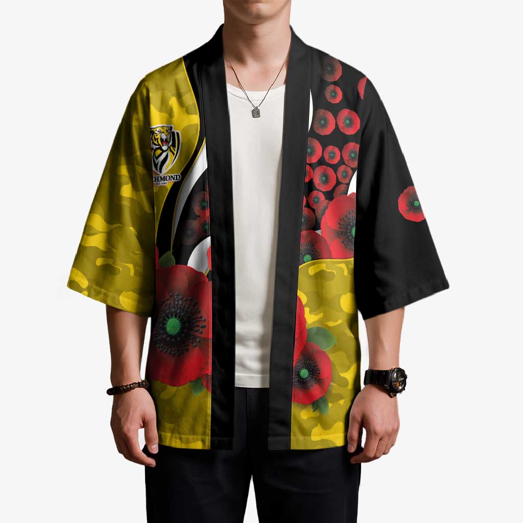 Richmond Tigers ANZAC Personalised Kimono Lest We Forget Poppy Camo