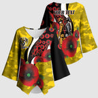 Richmond Tigers ANZAC Personalised Kimono Sleeve Blouse Lest We Forget Poppy Camo