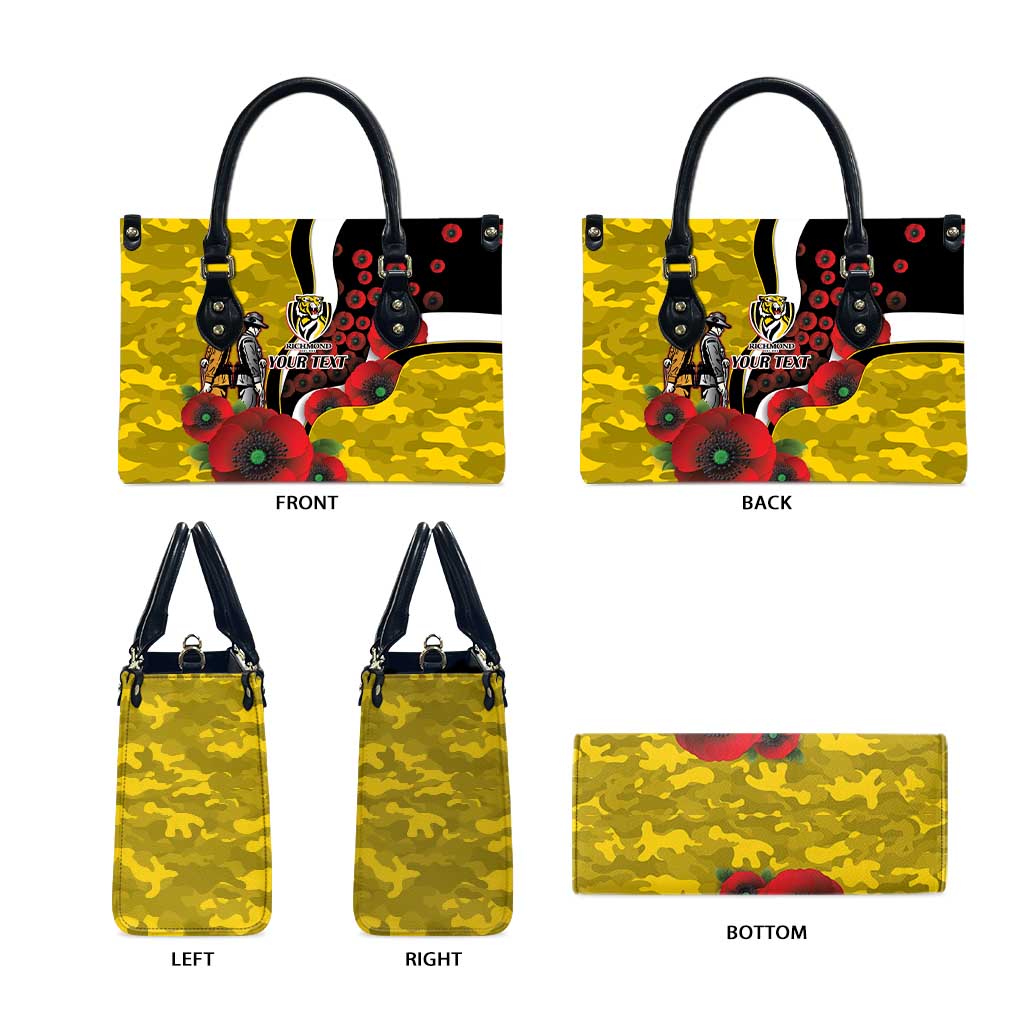 Richmond Tigers ANZAC Personalised Leather Bag Lest We Forget Poppy Camo