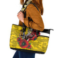 Richmond Tigers ANZAC Personalised Leather Tote Bag Lest We Forget Poppy Camo