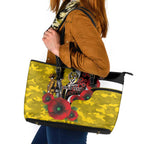 Richmond Tigers ANZAC Personalised Leather Tote Bag Lest We Forget Poppy Camo