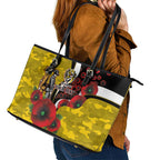 Richmond Tigers ANZAC Personalised Leather Tote Bag Lest We Forget Poppy Camo