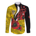 Richmond Tigers ANZAC Personalised Long Sleeve Button Shirt Lest We Forget Poppy Camo