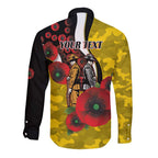 Richmond Tigers ANZAC Personalised Long Sleeve Button Shirt Lest We Forget Poppy Camo