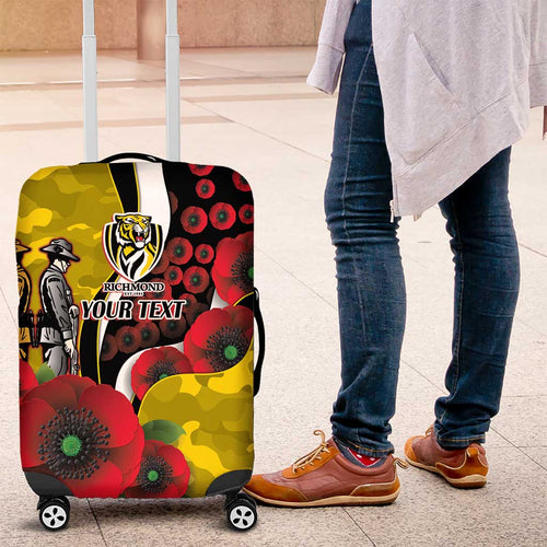 Richmond Tigers ANZAC Personalised Luggage Cover Lest We Forget Poppy Camo