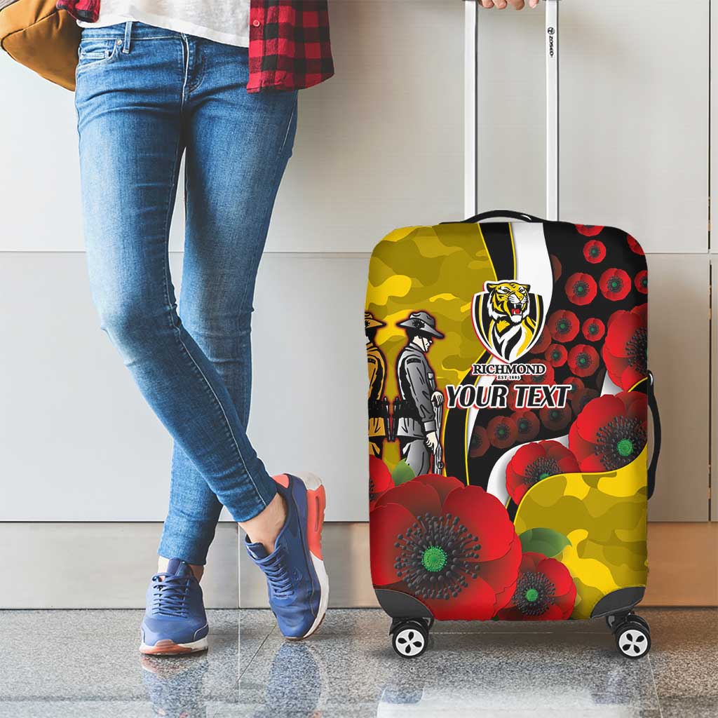 Richmond Tigers ANZAC Personalised Luggage Cover Lest We Forget Poppy Camo