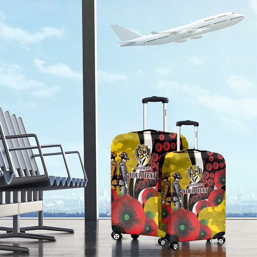 Richmond Tigers ANZAC Personalised Luggage Cover Lest We Forget Poppy Camo