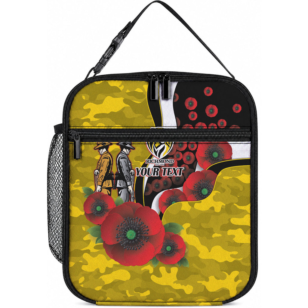 Richmond Tigers ANZAC Personalised Lunch Bag Lest We Forget Poppy Camo