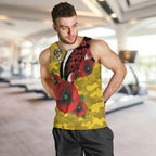 Richmond Tigers ANZAC Personalised Men Tank Top Lest We Forget Poppy Camo