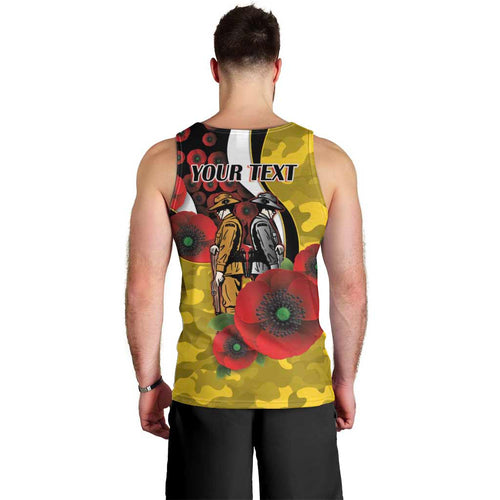 Richmond Tigers ANZAC Personalised Men Tank Top Lest We Forget Poppy Camo