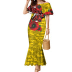 Richmond Tigers ANZAC Personalised Mermaid Dress Lest We Forget Poppy Camo