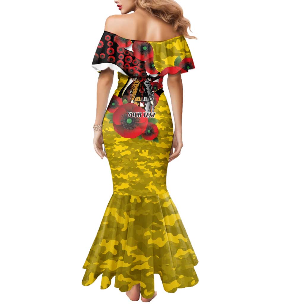 Richmond Tigers ANZAC Personalised Mermaid Dress Lest We Forget Poppy Camo