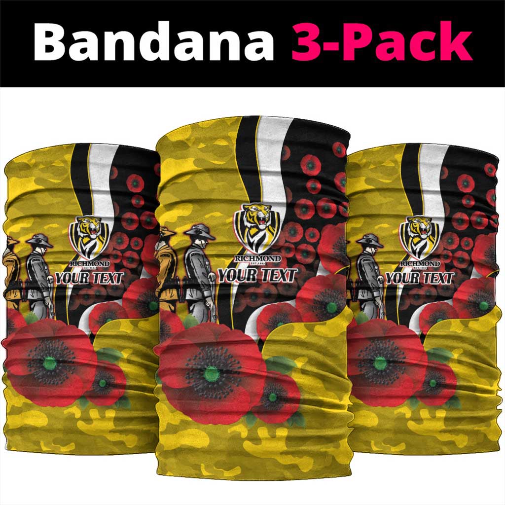 Richmond Tigers ANZAC Personalised Neck Gaiter Lest We Forget Poppy Camo