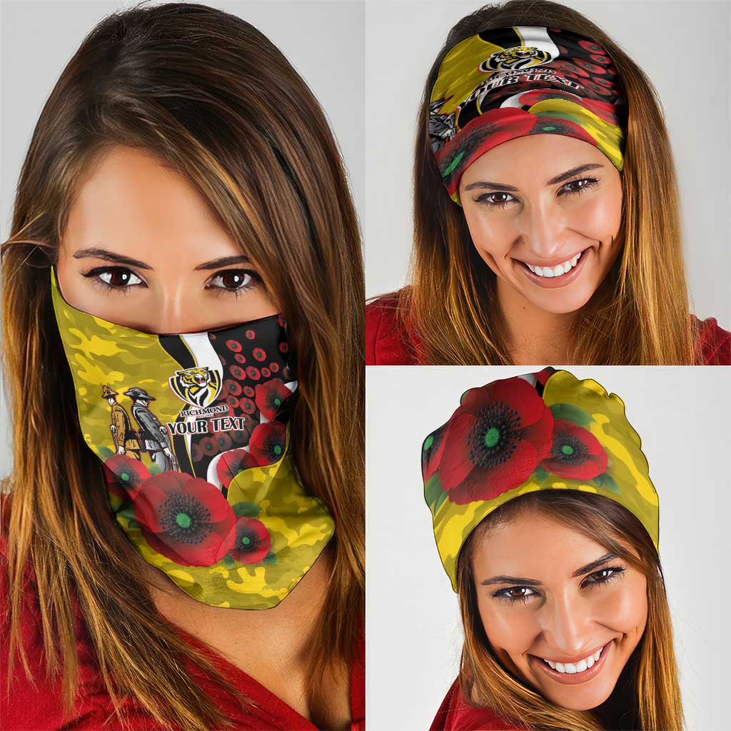 Richmond Tigers ANZAC Personalised Neck Gaiter Lest We Forget Poppy Camo