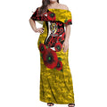 Richmond Tigers ANZAC Personalised Off Shoulder Maxi Dress Lest We Forget Poppy Camo