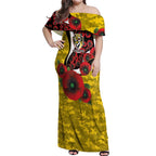 Richmond Tigers ANZAC Personalised Off Shoulder Maxi Dress Lest We Forget Poppy Camo