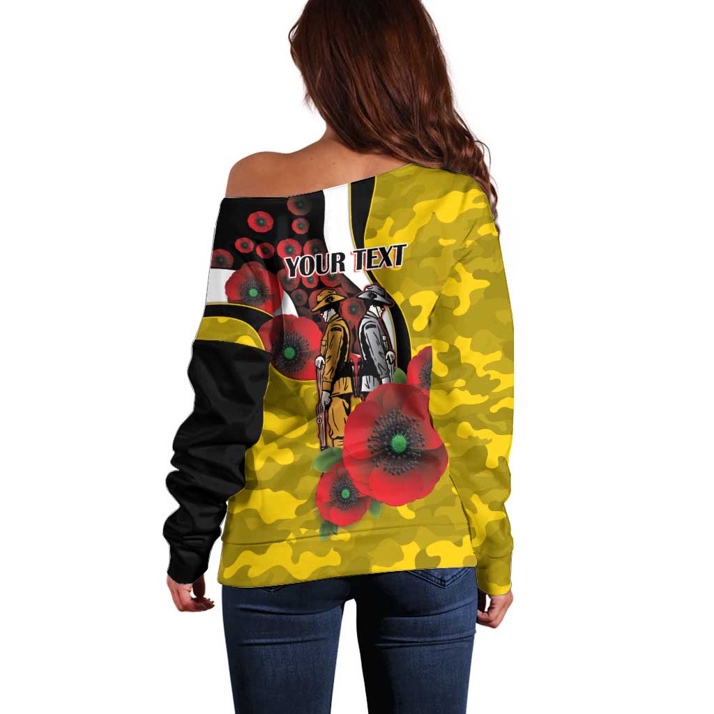 Richmond Tigers ANZAC Personalised Off Shoulder Sweater Lest We Forget Poppy Camo