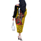 Richmond Tigers ANZAC Personalised Off The Shoulder Long Sleeve Dress Lest We Forget Poppy Camo