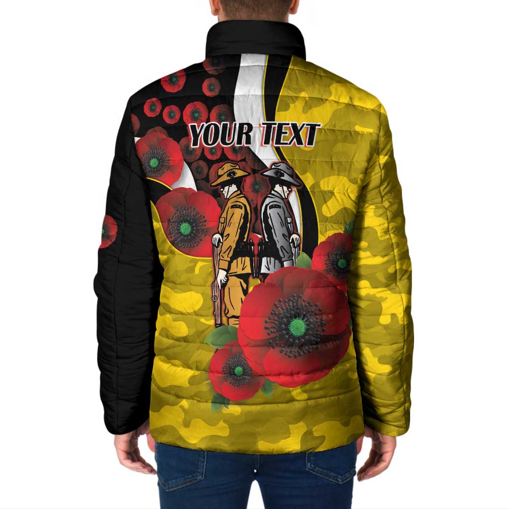 Richmond Tigers ANZAC Personalised Padded Jacket Lest We Forget Poppy Camo