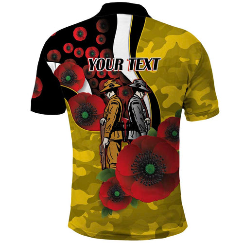 Richmond Tigers ANZAC Personalised Polo Shirt Lest We Forget Poppy Camo