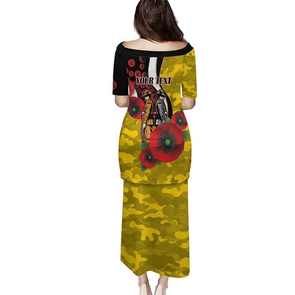 Richmond Tigers ANZAC Personalised Puletasi Lest We Forget Poppy Camo