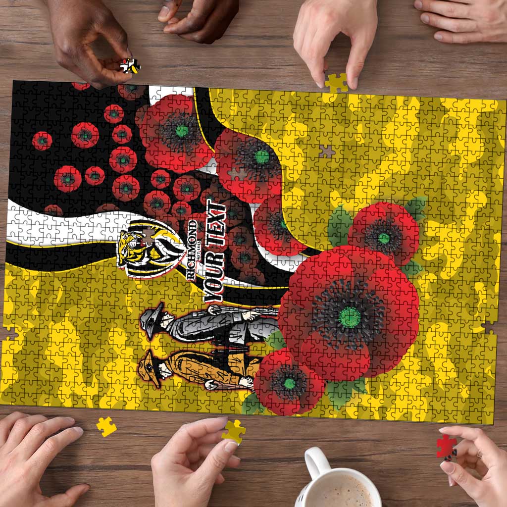 Richmond Tigers ANZAC Personalised Puzzle Lest We Forget Poppy Camo