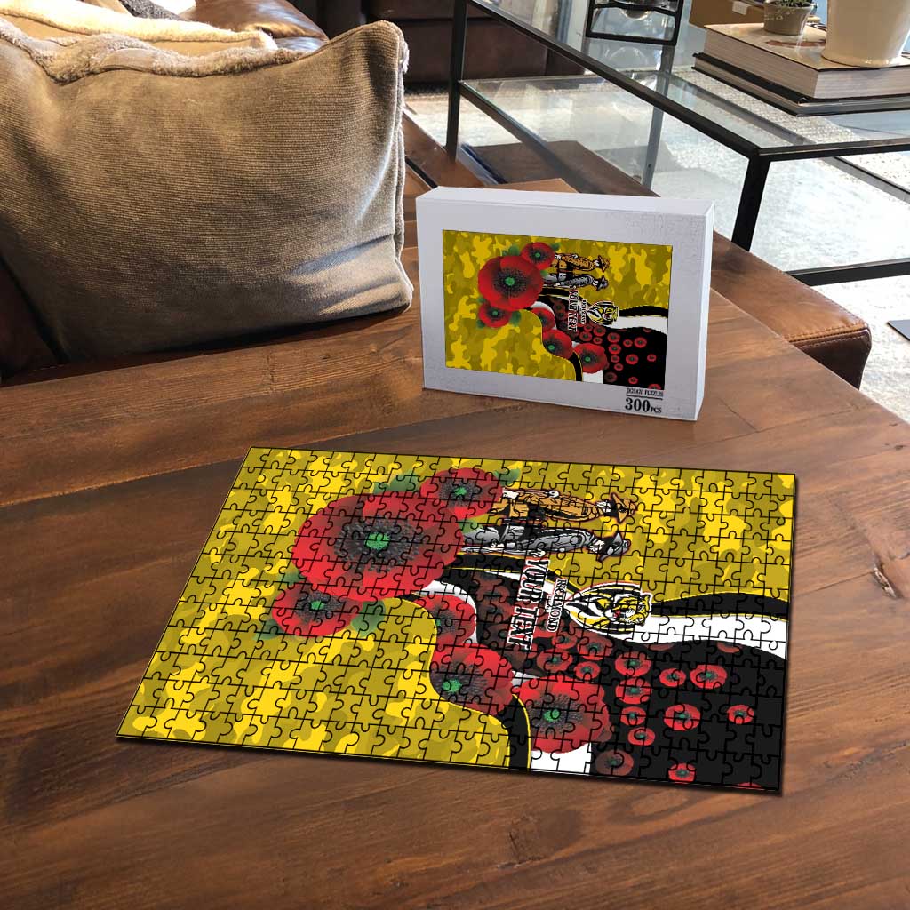 Richmond Tigers ANZAC Personalised Puzzle Lest We Forget Poppy Camo