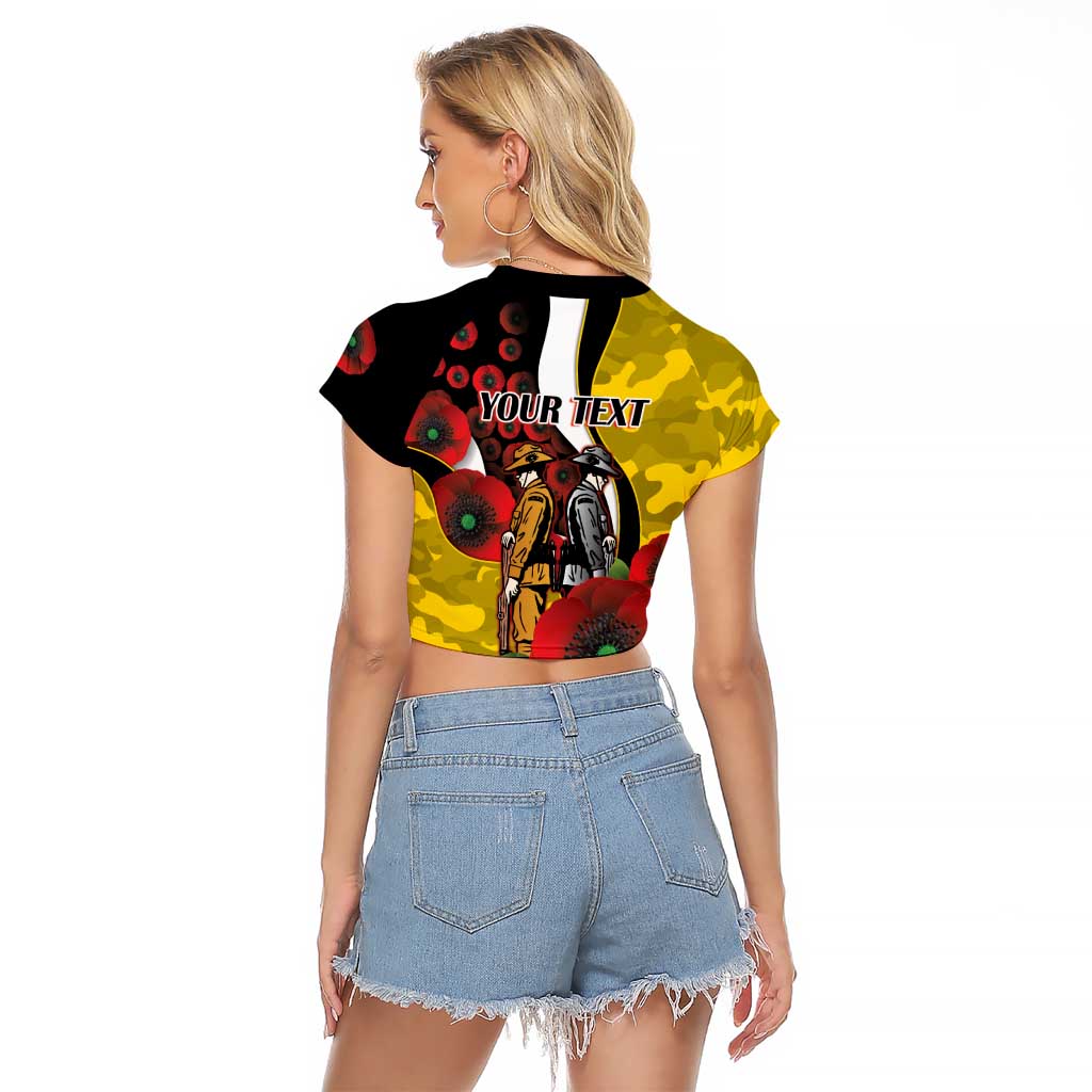 Richmond Tigers ANZAC Personalised Raglan Cropped T Shirt Lest We Forget Poppy Camo