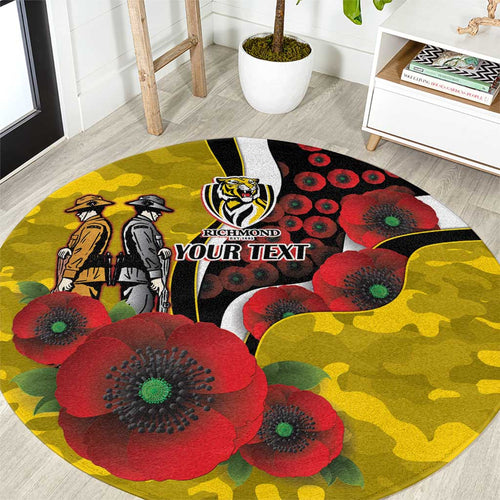 Richmond Tigers ANZAC Personalised Round Carpet Lest We Forget Poppy Camo