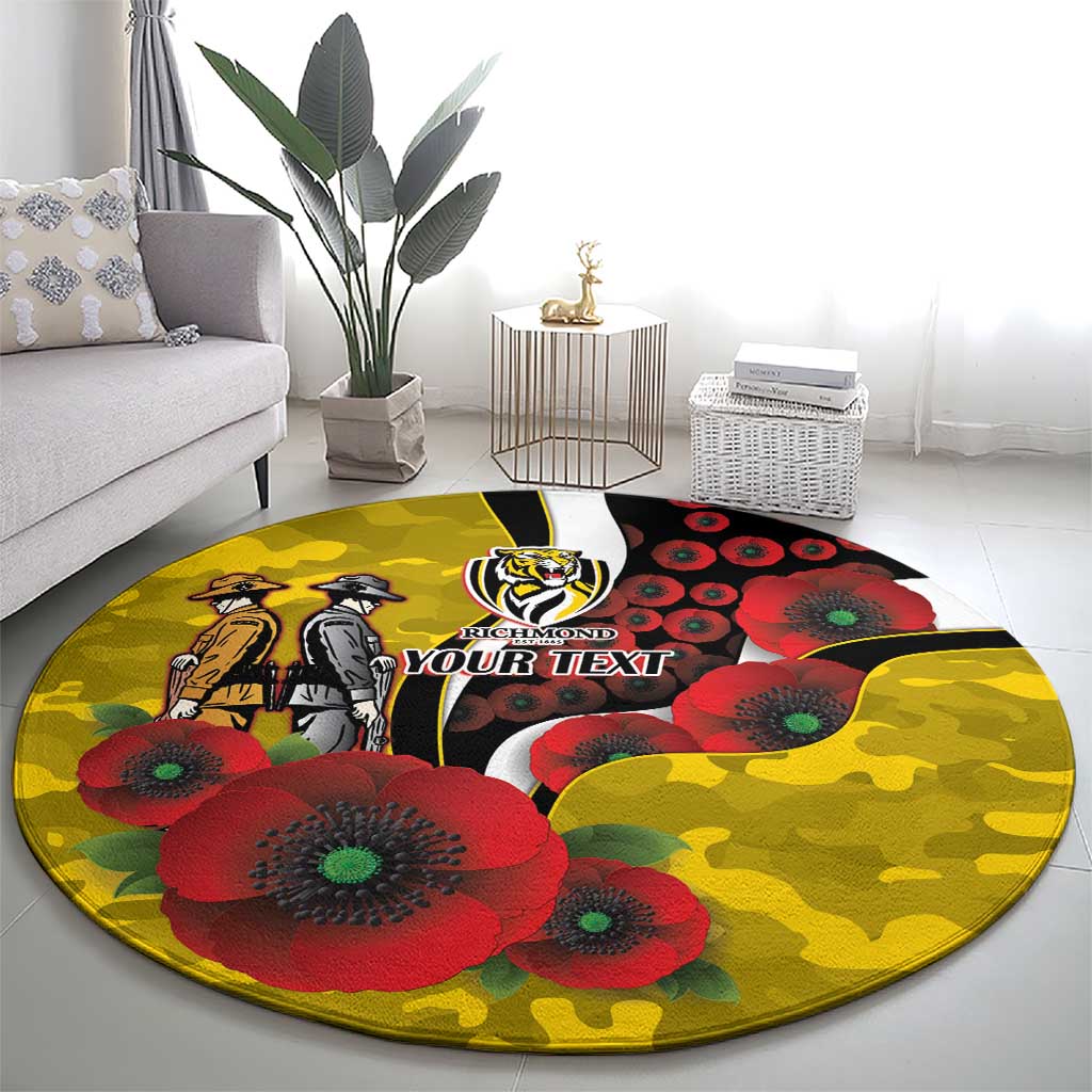 Richmond Tigers ANZAC Personalised Round Carpet Lest We Forget Poppy Camo