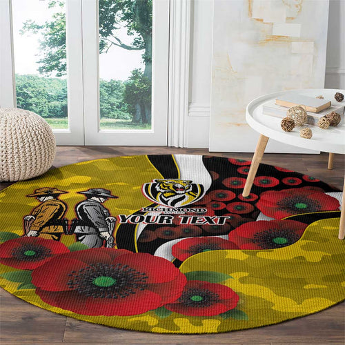 Richmond Tigers ANZAC Personalised Round Carpet Lest We Forget Poppy Camo