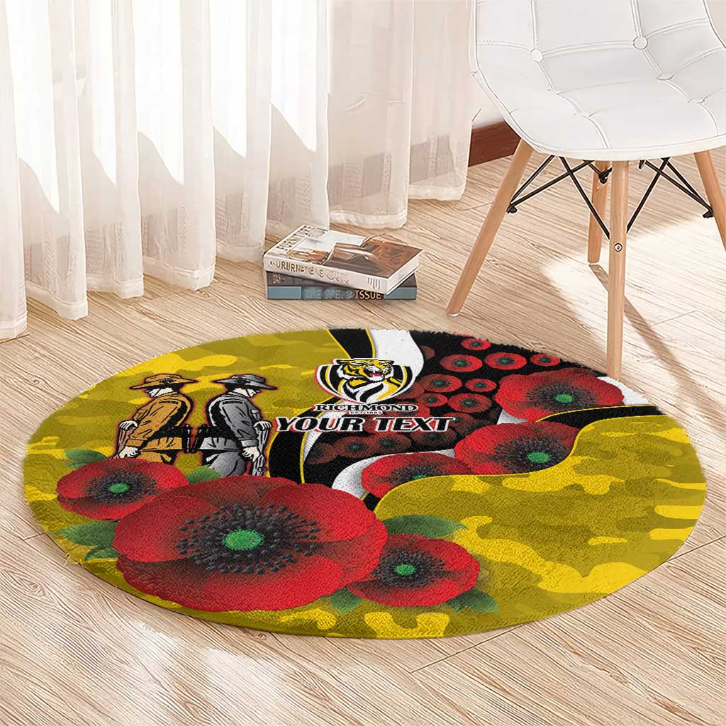 Richmond Tigers ANZAC Personalised Round Carpet Lest We Forget Poppy Camo