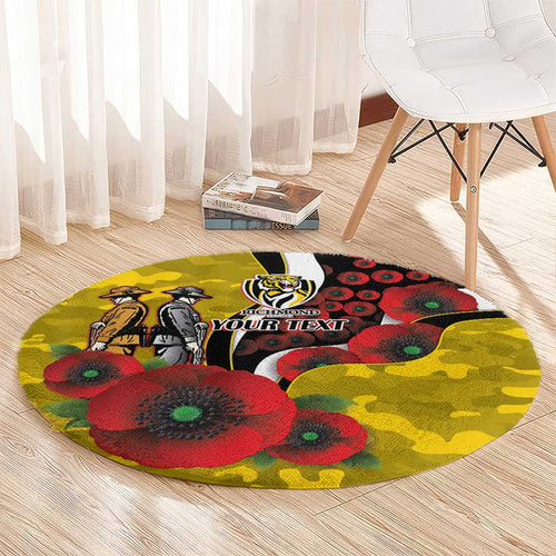 Richmond Tigers ANZAC Personalised Round Carpet Lest We Forget Poppy Camo