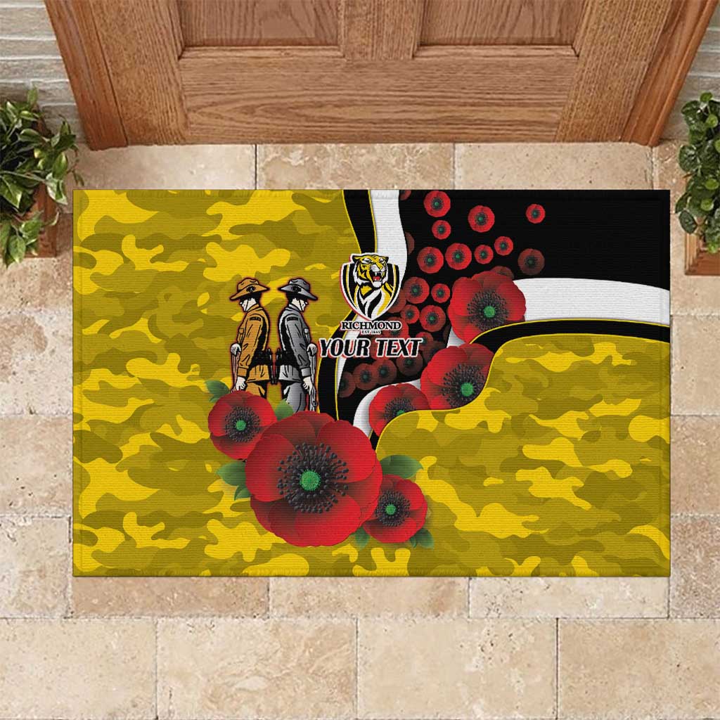 Richmond Tigers ANZAC Personalised Rubber Doormat Lest We Forget Poppy Camo