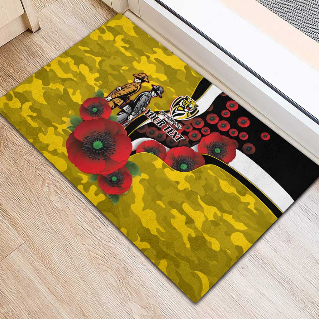 Richmond Tigers ANZAC Personalised Rubber Doormat Lest We Forget Poppy Camo