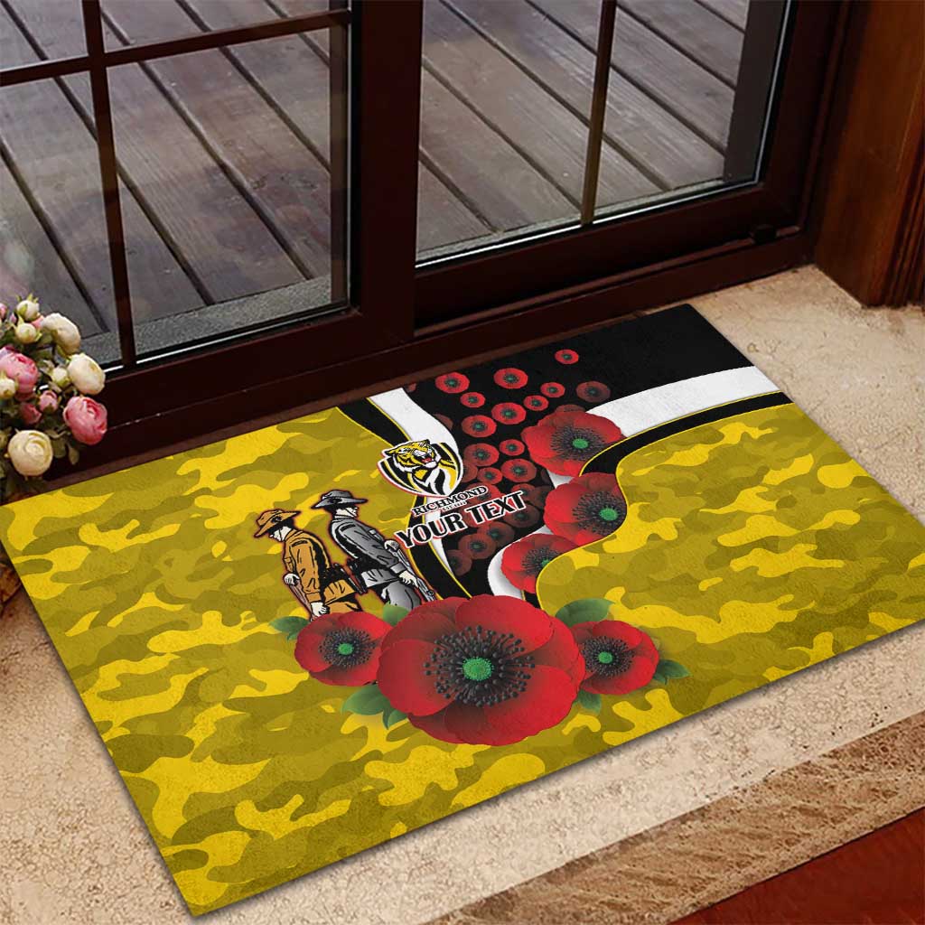 Richmond Tigers ANZAC Personalised Rubber Doormat Lest We Forget Poppy Camo