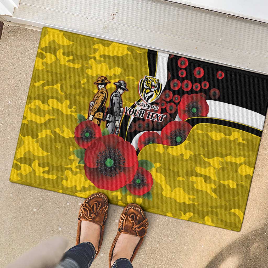Richmond Tigers ANZAC Personalised Rubber Doormat Lest We Forget Poppy Camo