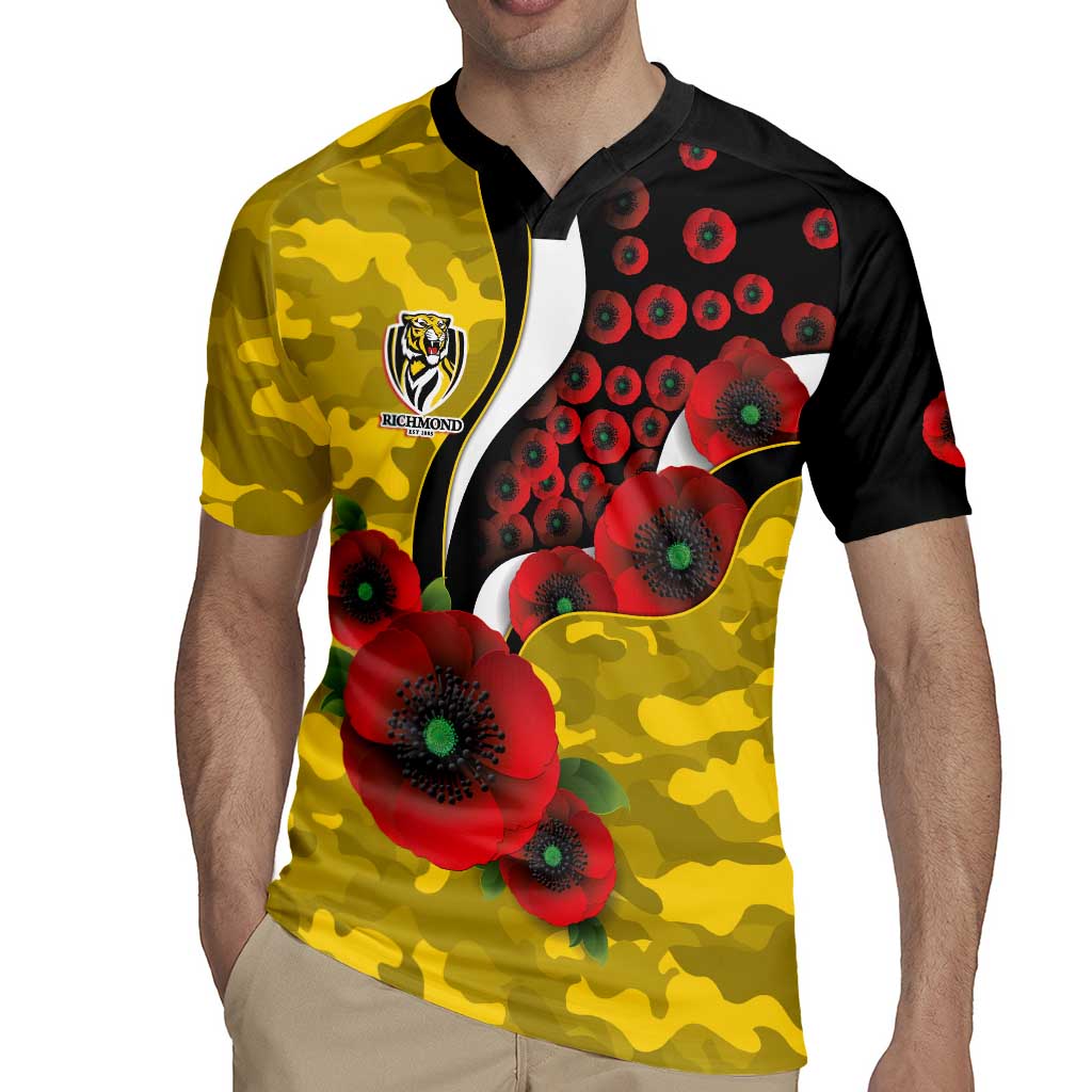 Richmond Tigers ANZAC Personalised Rugby Jersey Lest We Forget Poppy Camo